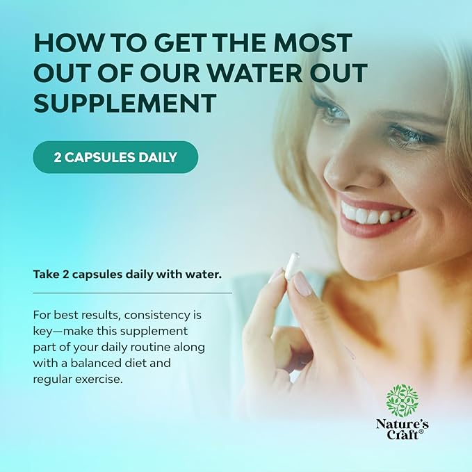Water Away Supplement for Fast Bloating and Swelling Relief Pure Natural Diuretic Pills Reduce Retention Support Weight Loss Boost Energy Levels - 60 Count