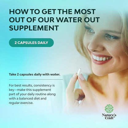 Water Away Supplement for Fast Bloating and Swelling Relief Pure Natural Diuretic Pills Reduce Retention Support Weight Loss Boost Energy Levels - 60 Count