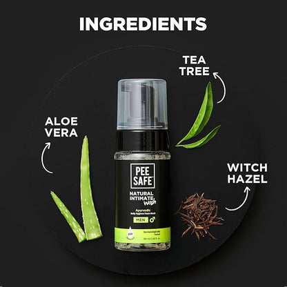 Pee Safe Men's Intimate Wash with Tea Tree Oil, pH Balanced Ball Wash for Men, Gentle Daily Male Hygiene Cleanser, Natural Intimate Wash for Men, Jabon Intimo Para Hombre