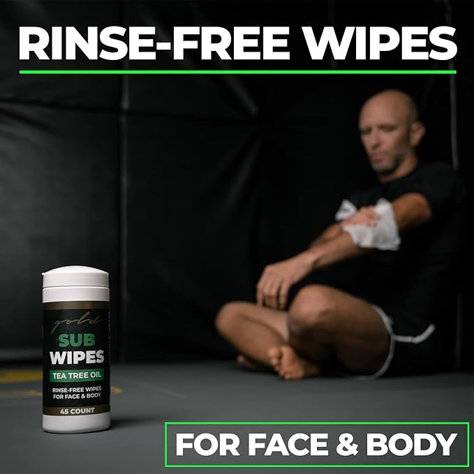 Gold BJJ Jiu Jitsu Wipes [XL 45 Count] Tea Tree Oil Face and Body Wipe - Cleansing Skin Defense for Martial Arts & Wrestling