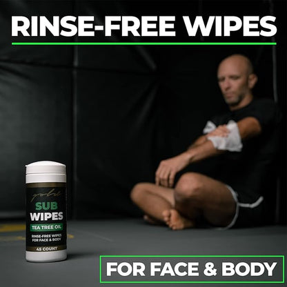 Gold BJJ Jiu Jitsu Wipes [XL 45 Count] Tea Tree Oil Face and Body Wipe - Cleansing Skin Defense for Martial Arts & Wrestling