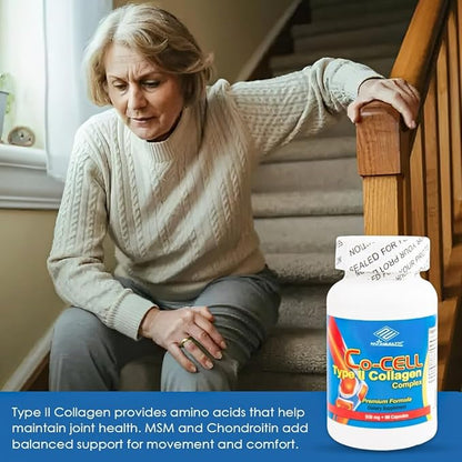Co-Cell Type II Collagen Supplement | Hydrolyzed Chicken Cartilage with Chondroitin & MSM | Advanced Formula for Joint Care & Skin Support | 90 Capsules
