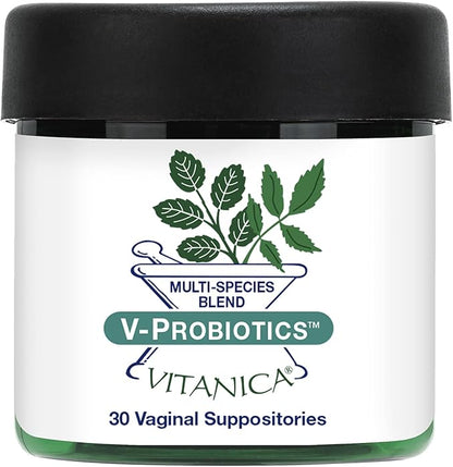 Vitanica Fresh V-Probiotics - Women's Probiotic for Vaginal Health - Contains Lactobacillus Gasseri - Free of Filler, Fragrances, Parabens, Preservatives & Artificial Colors - 30 Suppository Tablets