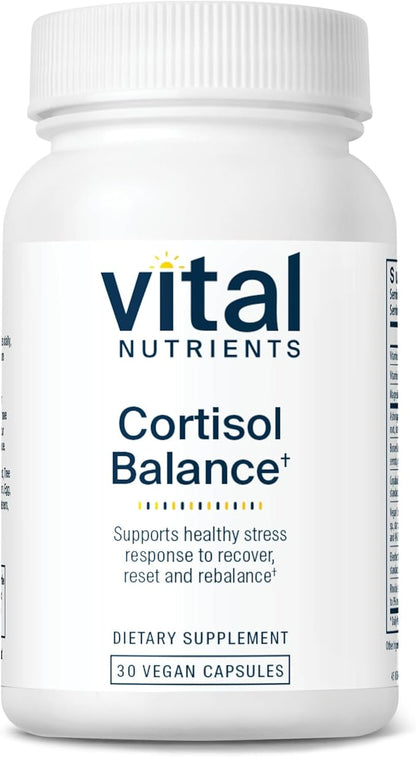 Vital Nutrients Cortisol Balance - Vegan Stress Relief Supplement - Cortisol Manager Supports Energy & Stress Levels - Ashwagandha & Magnesium for Relaxation - Gluten, Dairy, Soy Free - 30 Capsules