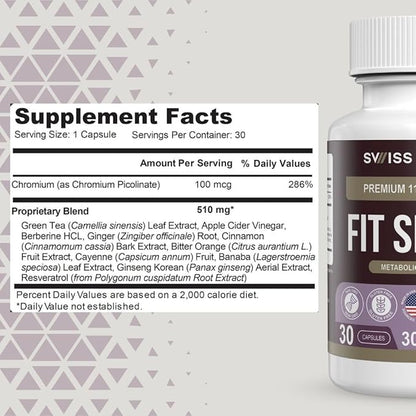 Swiss Activa+ Labs Fit Shred | 11-in-1 Weight Management Herbal Supplement for Energy, Digestive Support & Daily Wellness | Metabolism Booster | Non-GMO, Veg, Natural Ingredients | 30-Day Supply