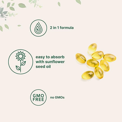Micro Ingredients Vitamin D3 5,000 IU + K2 MK-7 100 mcg, 300 Softgels | 2-in-1 Vitamins D & K Complex | Extra Strength, Easy to Swallow, Non-GMO, Gluten Free