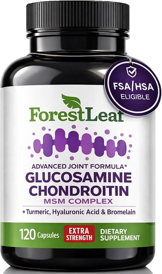ForestLeaf Glucosamine Chondroitin MSM Joint Supplement Complex - 1200mg - 120 Caps