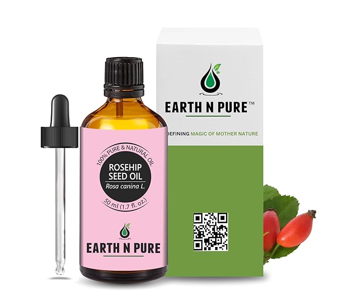 Earth N Pure Rosehip Oil Cold Pressed, Natural and Therapeutic Grade for Face with Glass Dropper - 50 ml