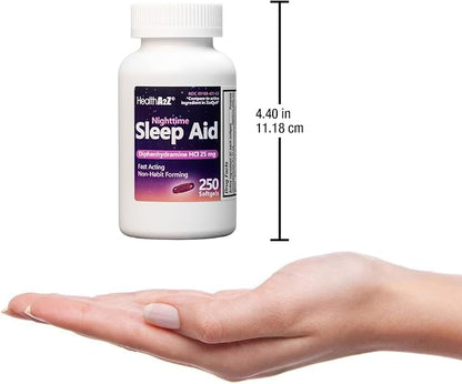 HealthA2Z Sleep Aid, Diphenhydramine HCl 25mg Softgels, Supports Deeper, Restful Sleeping, Non Habit-Forming (250 Softgels)