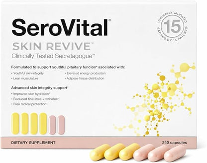 Serovital Skin Revive – Anti-Aging Supplement for Women – Supports Skin Hydration, Energy, Immune Health & Fine Line Reduction – 240 Capsules – 40-Day Supply