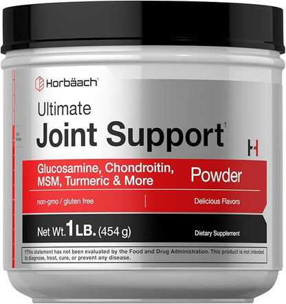 Horbaach Joint Support Supplement Powder | 1 lb | Glucosamine, Chondroitin, MSM & Turmeric | for Men and Women | Non-GMO & Gluten Free