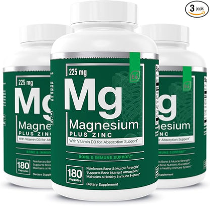 Essential Elements Magnesium Plus Zinc with Vitamin D3 - Scientifically Formulated Heart, Bone, & Muscle Support - 225mg Triple-Strength Magnesium Complex with Glycinate, Malate, Citrate - 540 Count