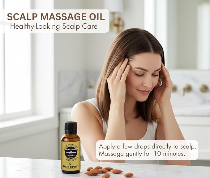 Earth N Pure Bitter Almond Oil | Cold Pressed, Therapeutic Grade for Body, Skin, Hair 50 ml