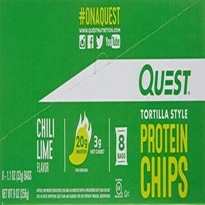 Protein Chips - Tortilla Style, Chili Lime - Box of 8 by Quest Nutrition