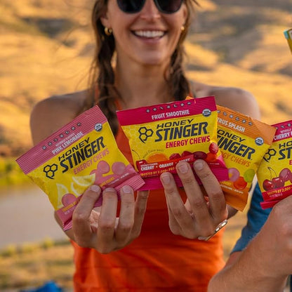 Honey Stinger Organic Energy Chew Variety Pack of 12, 4 Pack Each of Fruit Smoothie, Citrus Splash and Pink Lemonade, Gluten Free & Caffeine Free, Energy Chews for Exercise, Endurance and Performance