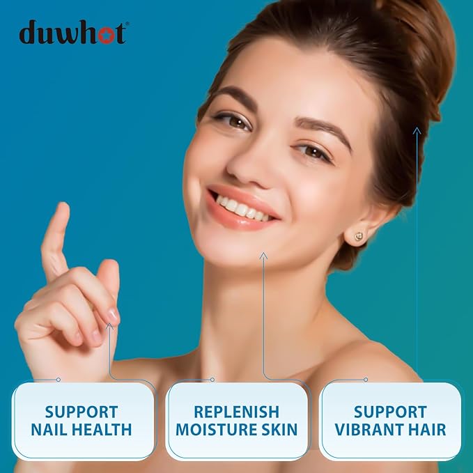 duwhot Hyaluronic Acid Gummies, Hyaluronic Acid Supplements with Vitamin C & Biotin 5000mcg for Skin, Hair, Nails Health, Joints Supplements for Women & Men, Low Sugar, Vegan, Non-GMO, 60 Counts