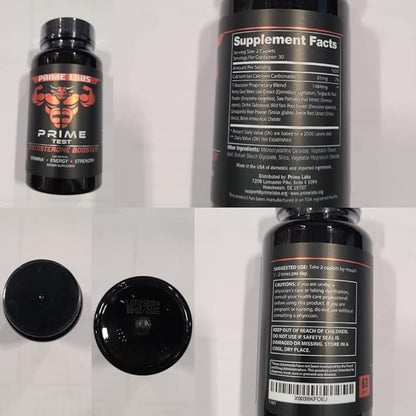 Prime Labs Testosterone Supplement for Men (2-Pack) - Stamina, Endurance, Energy, & Strength - Men's Testosterone Booster & Workout Supplement - 120 Caplets