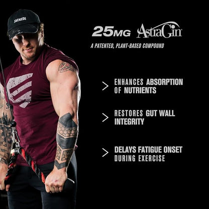 Jacked Factory Build-XT Daily Muscle Builder & Performance Enhancer - Muscle Building Supplement for Muscular Strength & Growth | Trademarked Ingredients Peak02, ElevATP, & Astragin - 60 Veggie Pills