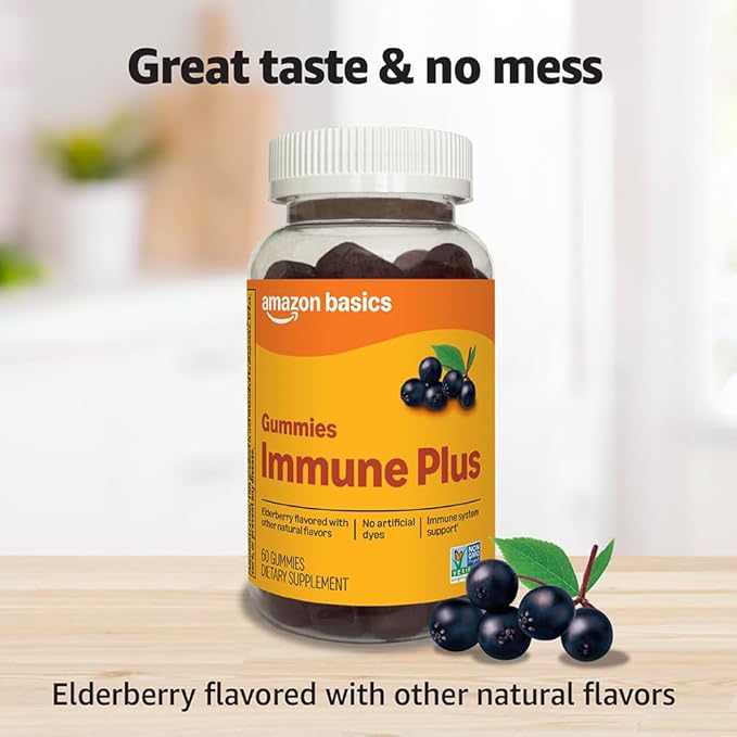 Amazon Basics Immune Plus Elderberry Gummy, 60 Count