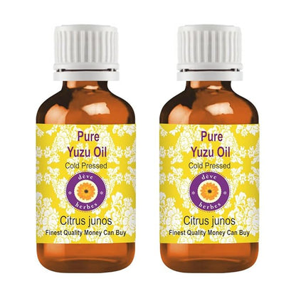 Deve Herbes Pure Yuzu Oil (Citrus Junos) Cold Pressed (Pack of Two) 100mlx2 (6.76 oz)