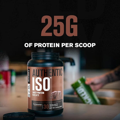 Jacked Factory Authentic ISO Whey Protein Isolate Powder - Low Carb, Non-GMO Muscle Building Protein w/No Fillers, Post Workout Recovery - 30 Servings, Chocolate