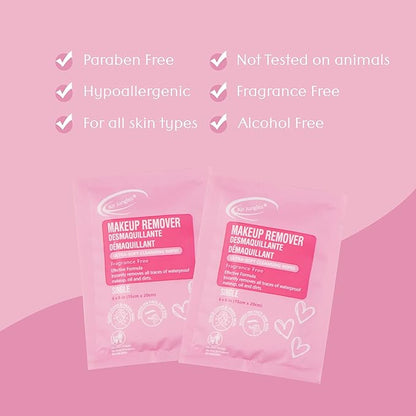 Air Jungles Makeup Remover Wipes Individually Wrapped, 25 Ct Travel Size Facial Cleansing Wipes with Vitamin E, Fragrance-Free, Gentle for All Skin Types, On-the-Go, Easter Gift for Women & Girls