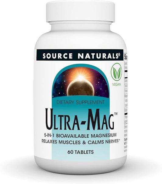 Source Naturals Ultra-Mag, 5 in 1 -Bioavailable Magnesium, Maintains Muscle & Nerve Function* - 60 Vegan Tablets