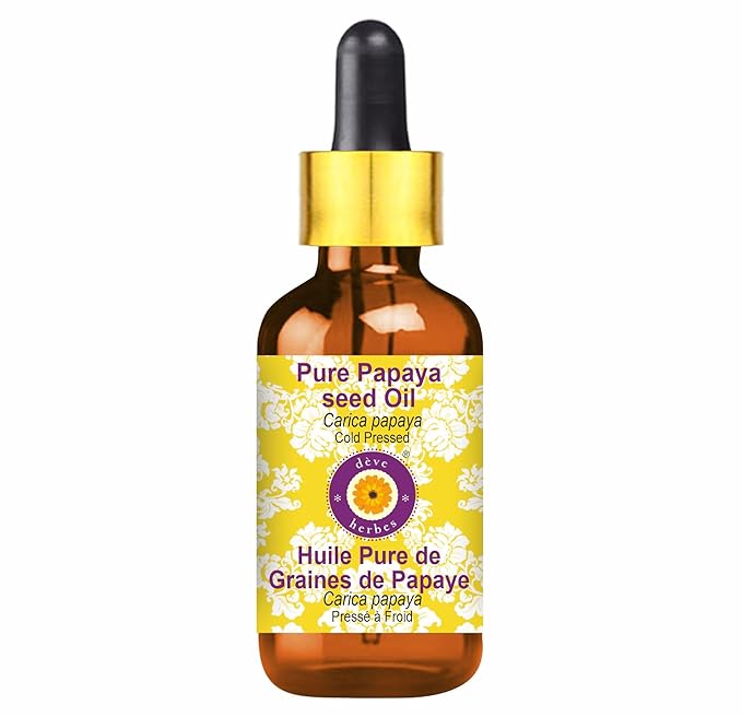 dève herbes Pure Papaya Seed Oil (Carica Papaya) with Glass Dropper Cold Pressed 10ml (0.33 oz)