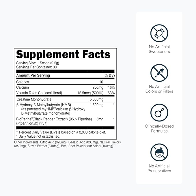 Transparent Labs Creatine HMB - Creatine Monohydrate Powder with HMB for Muscle Growth, Increased Strength, Enhanced Energy Output, and Improved Athletic Performance - 30 Servings, Hawaiian Splash