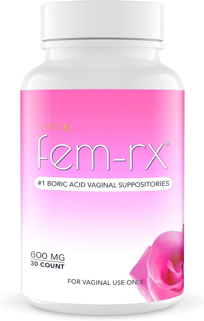 HPD Rx Fem-Rx Boric Acid Vaginal Suppositories for Women – Help Balance Vaginal pH, Eliminate Vaginal Odor – Dr Formulated Feminine Health Support – 30 Capsules Pack of 1