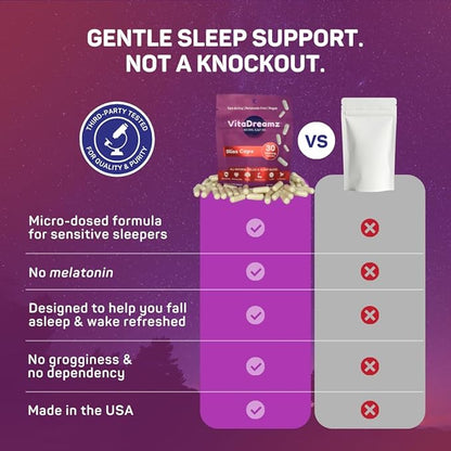 Melatonin-Free Sleep Capsules| Magnesium, Ashwagandha, Tart Cherry & L-Theanine | Natural Calm & Restful Sleep Support | Vegan, Sugar Free Bliss Berry | 30 Count