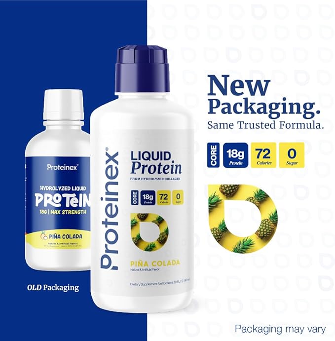 Proteinex Medical Grade Liquid Hydrolyzed Protein Max Strength - Supports Wound Healing and Doctor Recommended- No Carbs, Zero Sugars & Ready to Drink Liquid Protein (Natural Pina Colada, 30 Fl Oz)