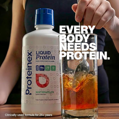 Proteinex Medical Grade Liquid Hydrolized Collagen Protein - Women and Men for Healthy Skin, Hair and Nails, Zero Sugars & Ready to Drink Protein Drink (16 Fl Oz, Watermelon)