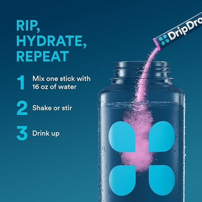DripDrop Hydration Packets - Bold Variety Pack - Single Serve Electrolytes Powder Drink Mix - Watermelon, Berry, Lemon, Orange - Non-GMO, Gluten Free, Vegan - 80 Sticks