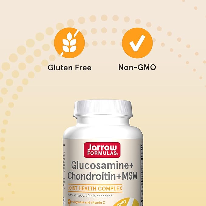Jarrow Formulas Glucosamine, Chondroitin, and MSM Capsules; Joint Support Supplement with Vitamin C and Manganese, Bone & Joint Health, 120 Capsules, 30 Day Supply
