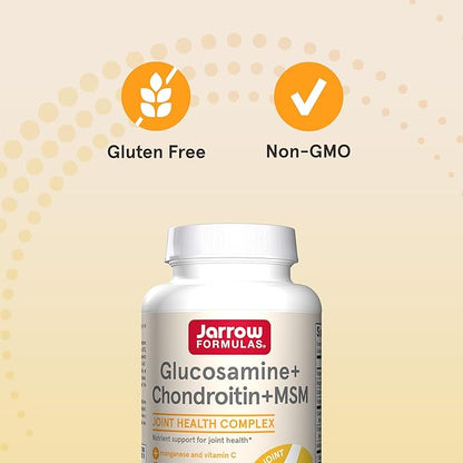 Jarrow Formulas Glucosamine, Chondroitin, and MSM Capsules; Joint Support Supplement with Vitamin C and Manganese, Bone & Joint Health, 120 Capsules, 30 Day Supply