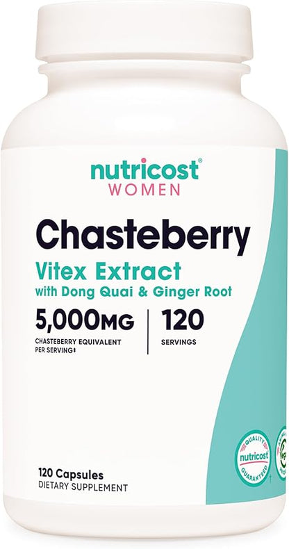 Nutricost Chasteberry Extract Supplement for Women 120 Capsules for 120 Servings - Vitex Extract with Dong Quai & Ginger Root, Vegan