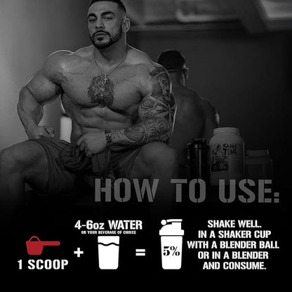 5% Nutrition Rich Piana Shake Time | 24g Animal Based Protein Drink | Grass-Fed Beef Isolate, Chicken, Egg | No Sugar or Soy (Cookies & Cream)
