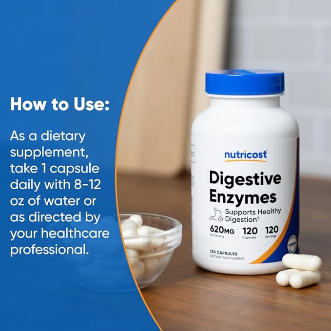Nutricost Digestive Enzymes 620mg, 120 Capsules - Complete Digestive Enzyme Supplement