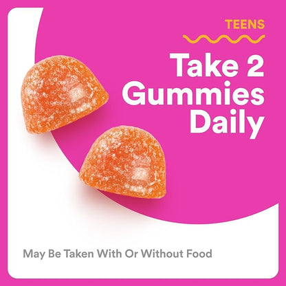 SmartyPants Teen Girl Multivitamin Gummies, Omega 3 (DHA/EPA), Vitamin C, D3, B12, Vitamin A, K & Zinc, Biotin to Support Hair, Skin & Nails, Gluten Free, 60 Count (30 Day Supply)