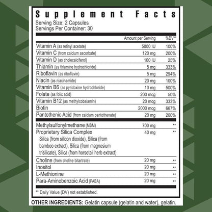 Youngevity Ultimate Hair, Skin, and Nails | 2000 mcg Biotin + Essential CoFactors | 9 Vitamins/Minerals, Paba, Silica, MSM, B-6 | (Pack of 2)