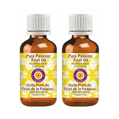 Deve Herbes Pure Passion Fruit Oil (Passiflora edulis) Cold Pressed (Pack of Two) 100ml X 2 (6.76 oz)