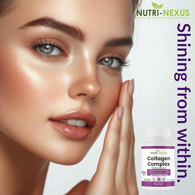 Multi Collagen Peptides Types I, II, III, V & X – Hydrolyzed Bovine Collagen Capsules -Supports Skin, Hair & Nail Wellness – Collagen Supplement for Women & Men