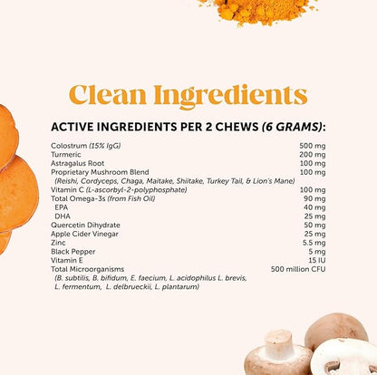 Dog Allergy Relief Immunity Chews - Paw Licking, Itching & Seasonal Allergies - With Colostrum, Probiotics, Turmeric & Salmon Oil - Vet Recommended Anti-Itch Supplement for Dogs (Peanut Butter, 90 Ct)