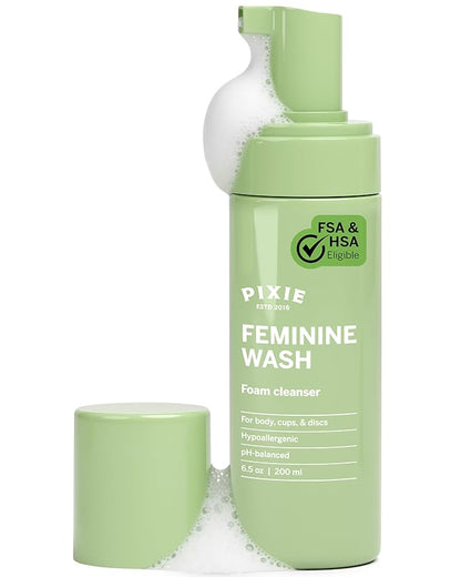 Pixie Feminine Wash – Healthy Foaming Cleaner with Natural Ingredients – More Foam Wash in Bottle Than Any Other Brand – pH Balanced & Plant Based – for Your Menstrual Cups and Discs, 6.5 Fluid oz