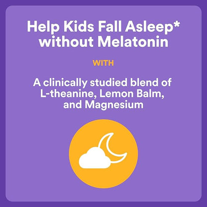 SmartyPants Kids Sleep Gummies Supplement Zero Melatonin: L Theanine, Lemon Balm & Magnesium, Sleep Aid, Strawberry Flavor, 60 Count