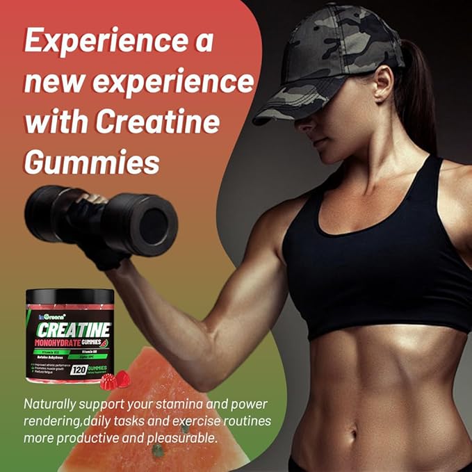 inGreens Creatine Monohydrate Gummies 6g for Men & Women, Sugar-Free Creatine Chewables with Betaine, Alpha GPC, Vitamin B6 & B12, Natural Berry Flavor, Gluten-Free, 120 Count