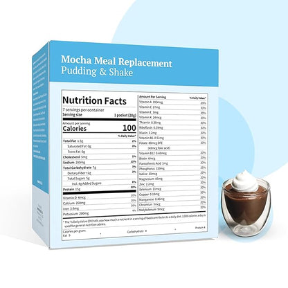 BestMed Weight Loss Mocha Pudding/Shake Mix - 7/Box | Gluten Free, KETO Friendly, Low Calorie, Low Carb, Vitamin Fortified, Meal Replacement