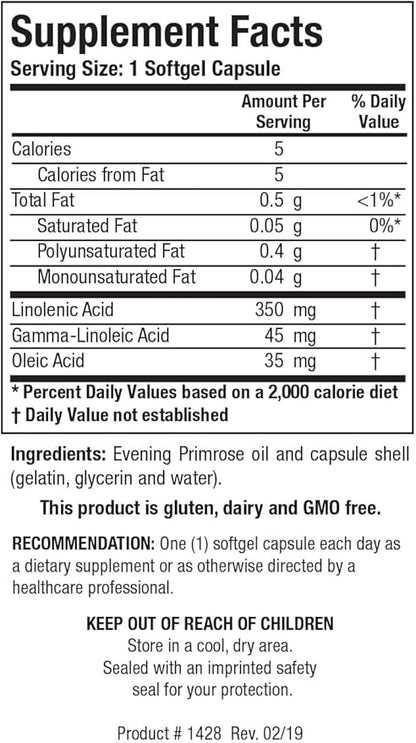 Biotics Research Evening Primrose Oil Potent Gamma Linolenic Acid GLA Source, Linoleic Acid, Healthy and Balanced Body Response, Cardiovascular, Neurological, Skin, Women’s Health. 100 Softgels