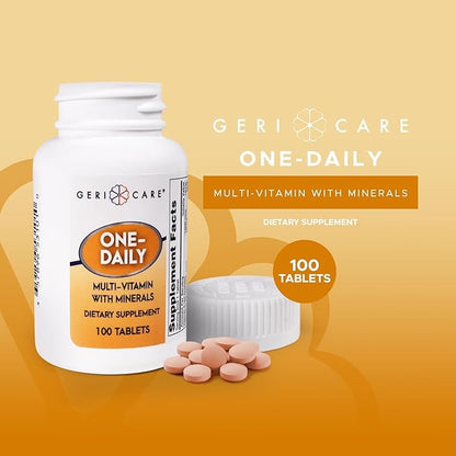 GeriCare One-Daily Multivitamins with Minerals (100 Tablets) High-Potency Multi-Vitamin & Multimineral Dietary Supplement for Immunity, Energy | Complete Daily Nutritional Support (2 Pack)